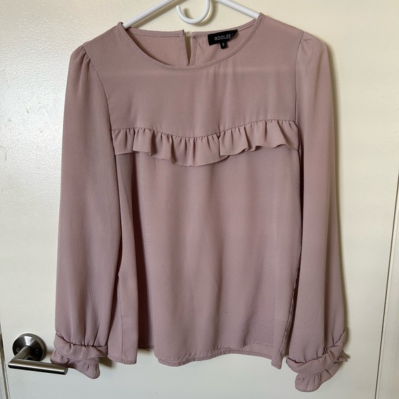 Blush pink blouse size small from roolee! Lightly worn but in perfect condition - Picture 2 of 3